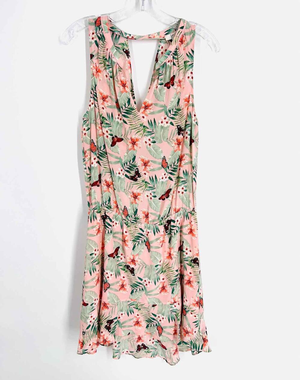Joie Size S Pink/Sage Butterflies Silk Designer Dress